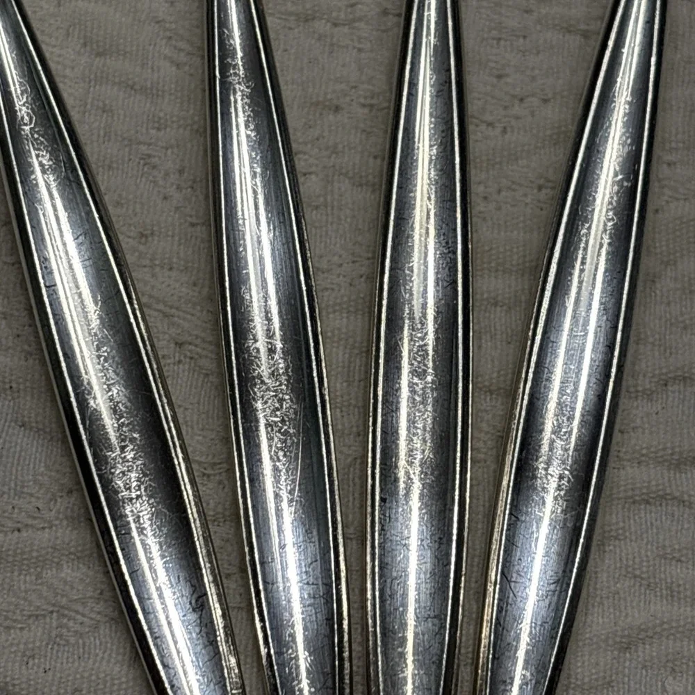 1965 GARLAND 1847 Rogers Bros IS Slotted 4 Salad Forks Silver Plate Flatware